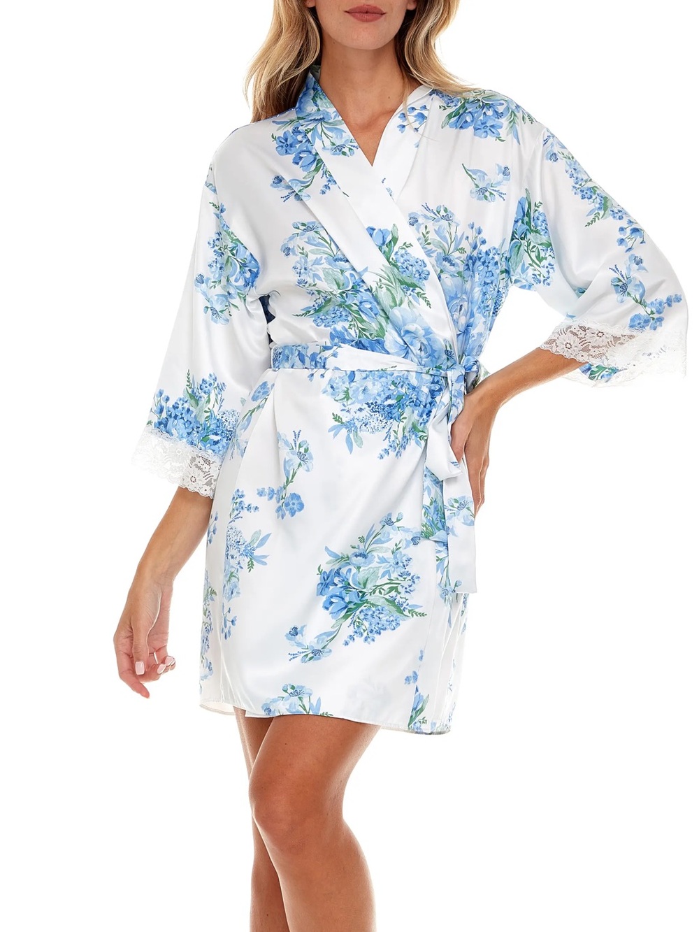 Flora Nikrooz “Sabrina” Floral Print Satin Robe